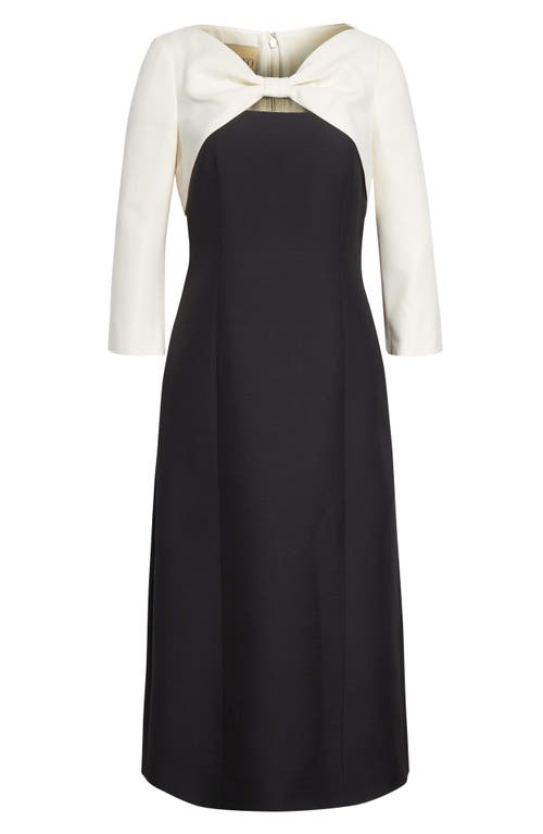 Valentino Garavani Crepe Couture Short Dress With Bow And Contrasting Sleeves Clothing In Black