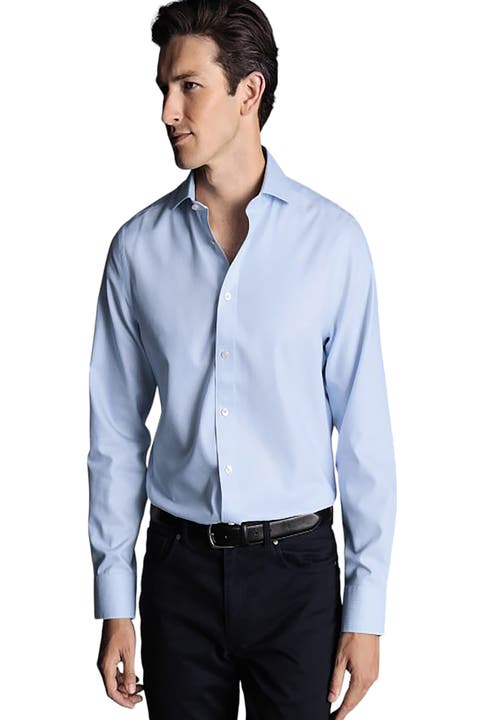 Non-Iron Clifton Weave Cutaway Slim Fit Shirt Double Cuff