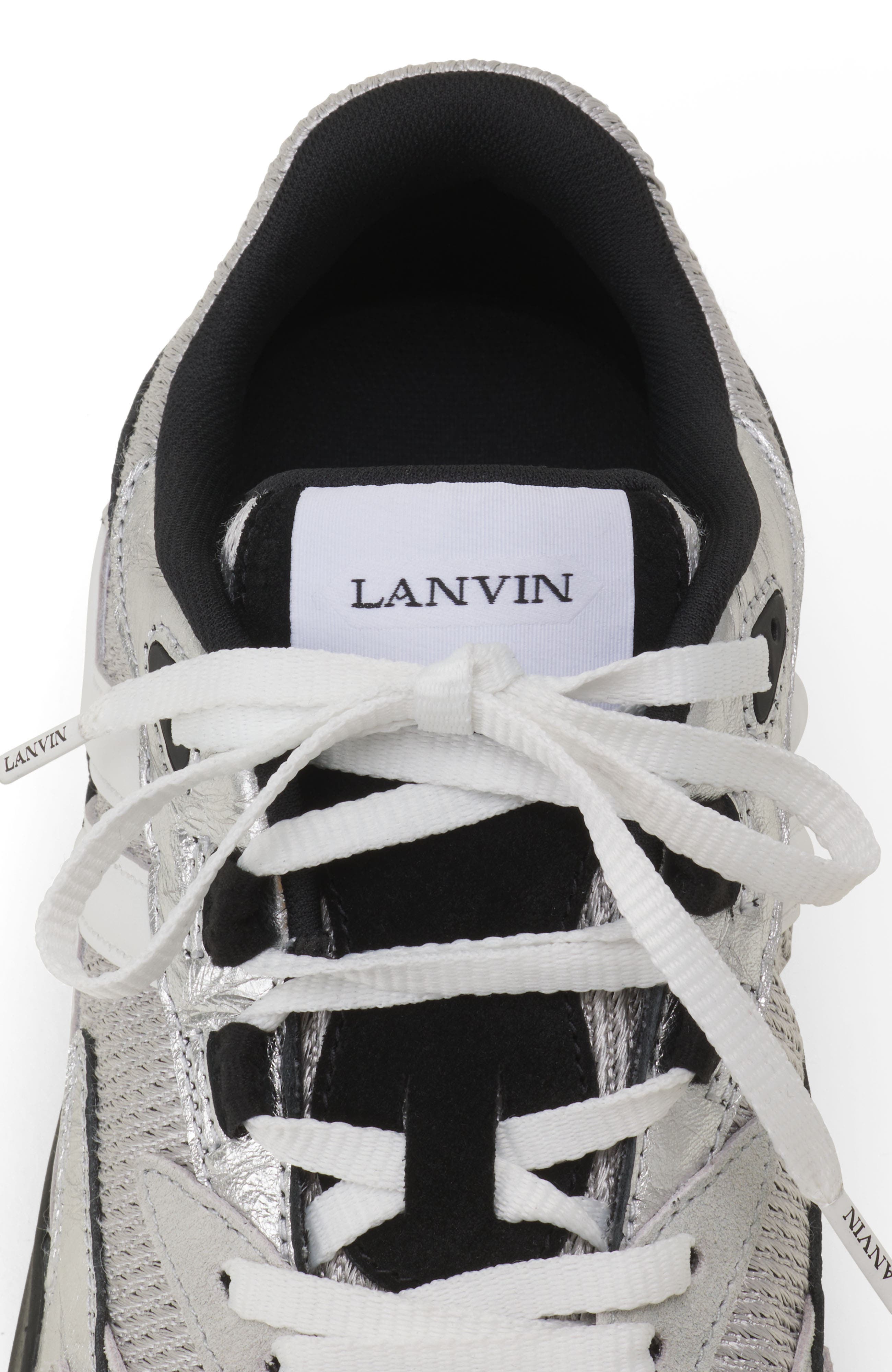 Lanvin Jla Sneakers In Crinkled Metallic Leather, Alternate, color, Silver