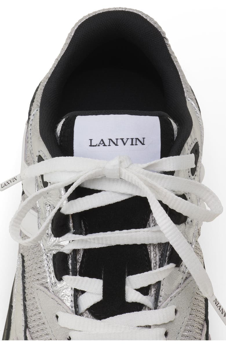 Lanvin Jla Sneakers In Crinkled Metallic Leather, Alternate, color, Silver
