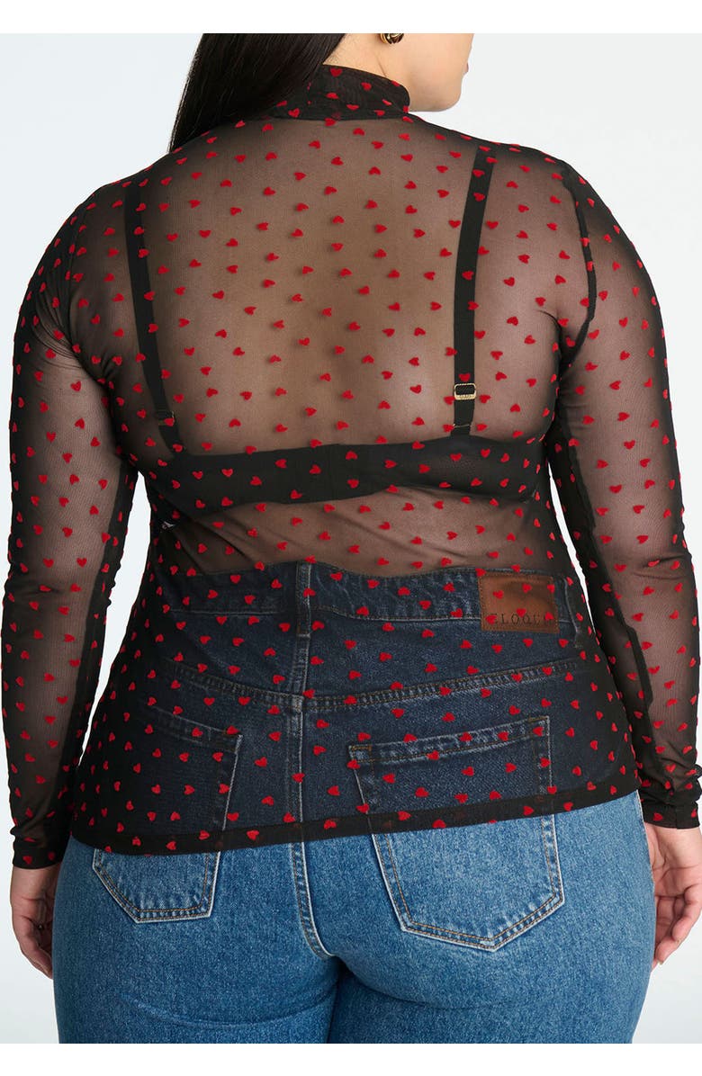 ELOQUII Mesh Heart Top, Alternate, color, 