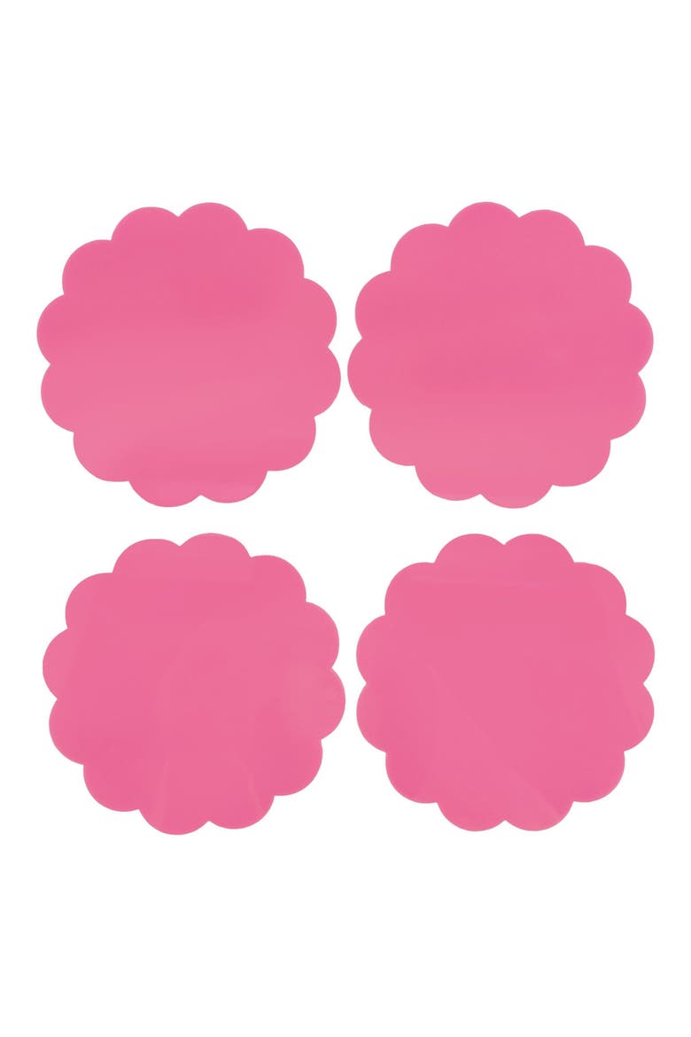 Set of 4 Pink Scallop Coasters, Main, color, PINK