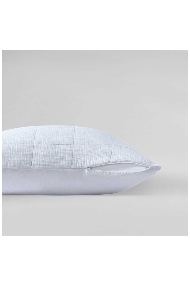 Quilted Cotton Gauze Quilt & Pillow Sham Set, Alternate, color, LIGHT BLUE