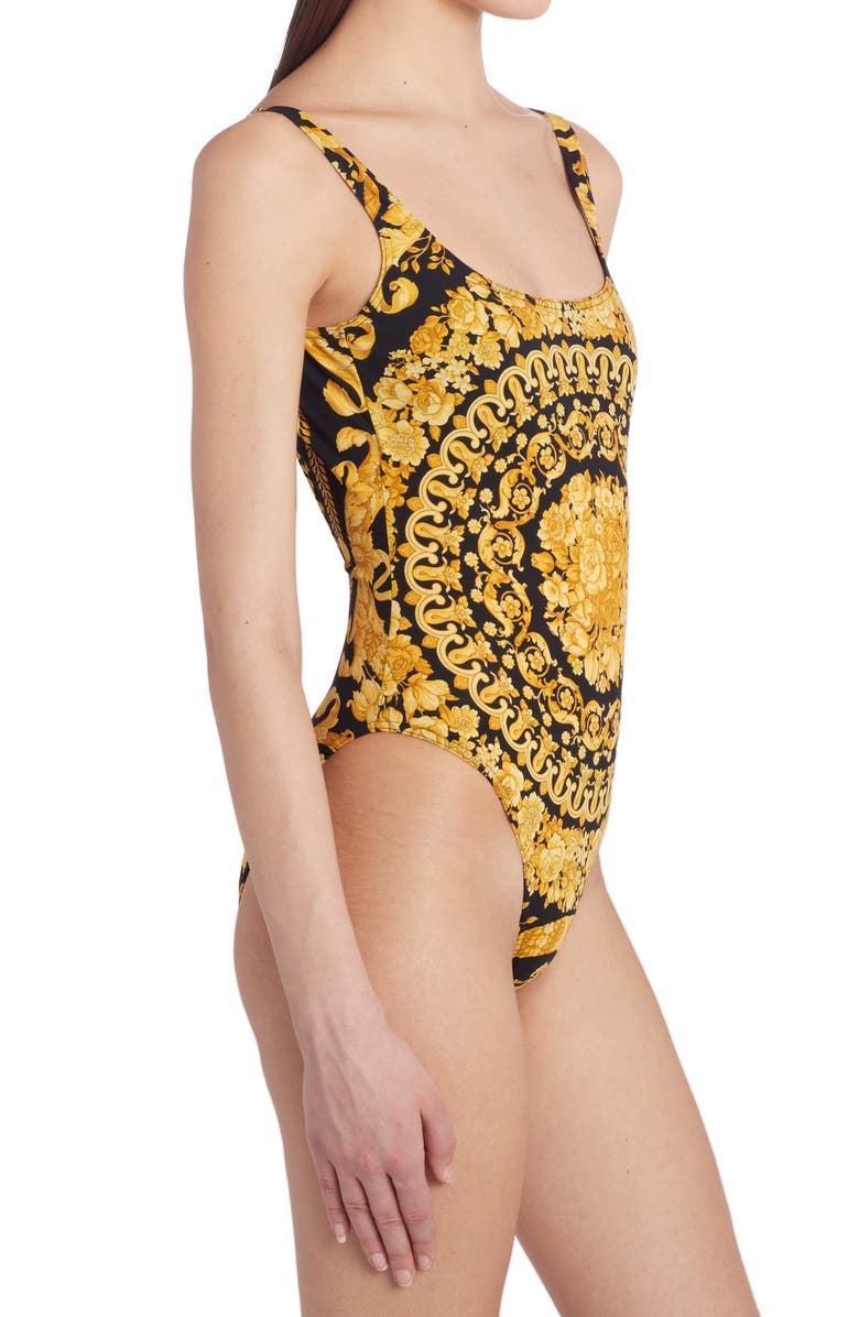 Versace Barocco Print One-Piece Swimsuit, Alternate, color, 