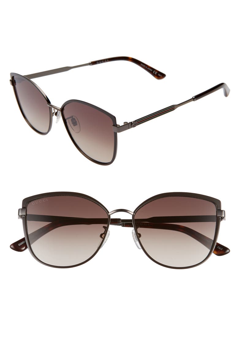 57mm Gradient Cat Eye Sunglasses, Main, color, BROWN/ BROWN GRADIENT