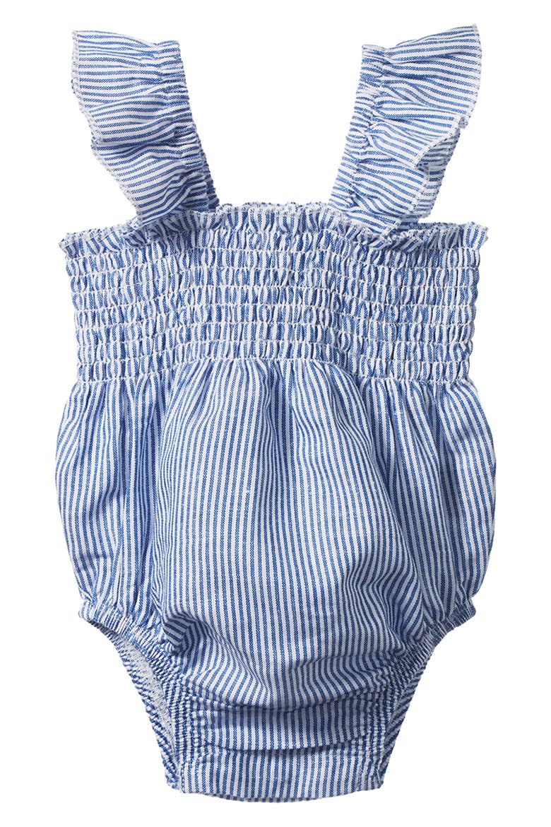 Gala Organic Cotton & Linen Romper, Main, color, BLUE STRIPE