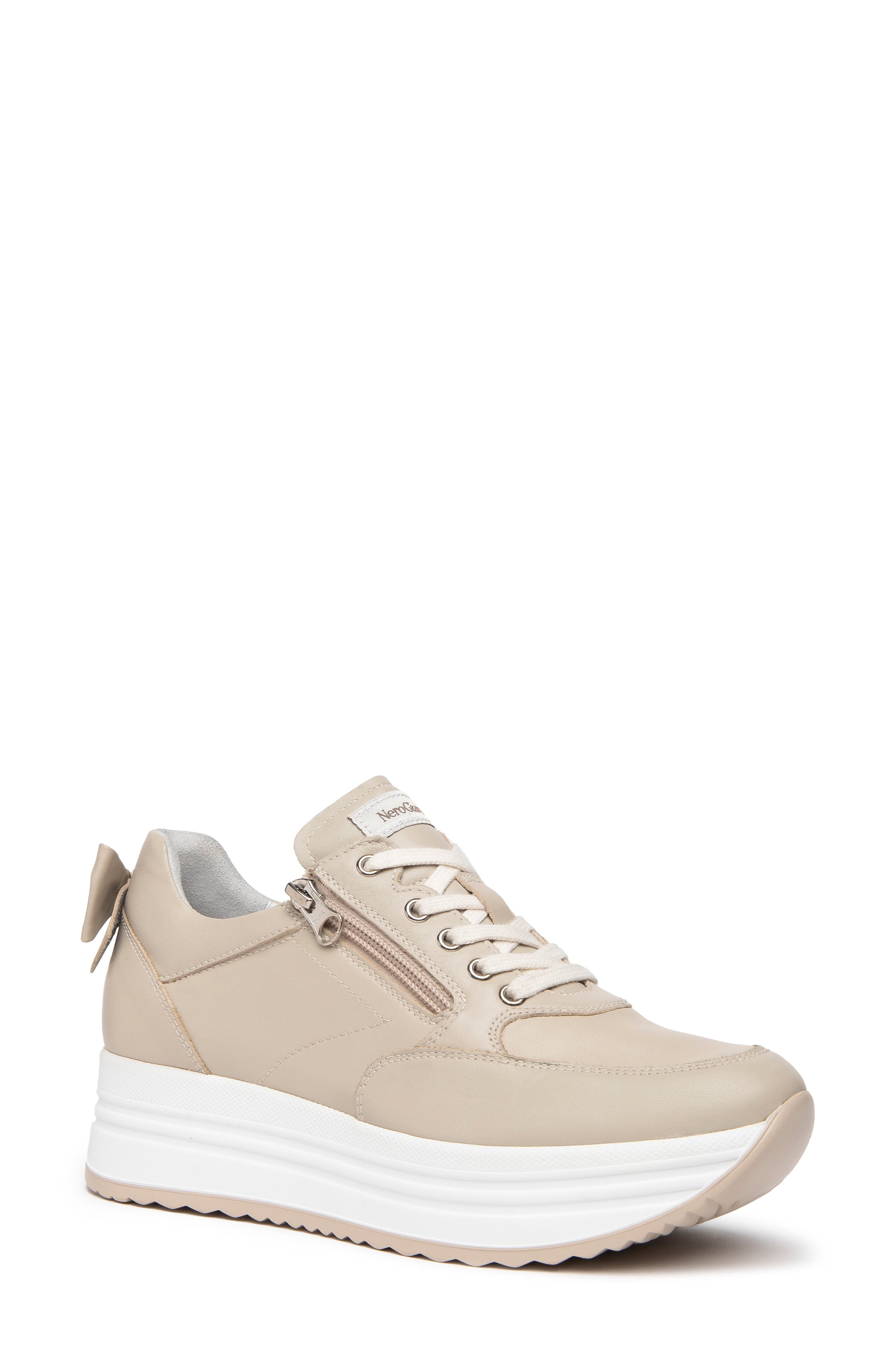 NeroGiardini Bow Platform Sneaker, Main, color, 