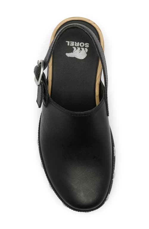 Sorel Roman Leather Slingback Platform Clogs In Black/black
