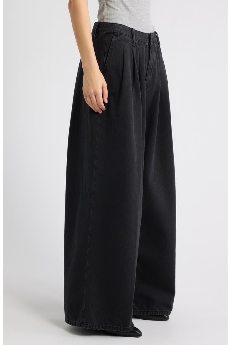 Axis Pleated Wide Leg Jeans, Alternate, color, BLACK