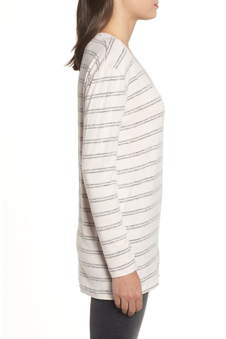 Cozy V-Neck Sweater, Alternate, color, PINK AMOUR KORA STRIPE
