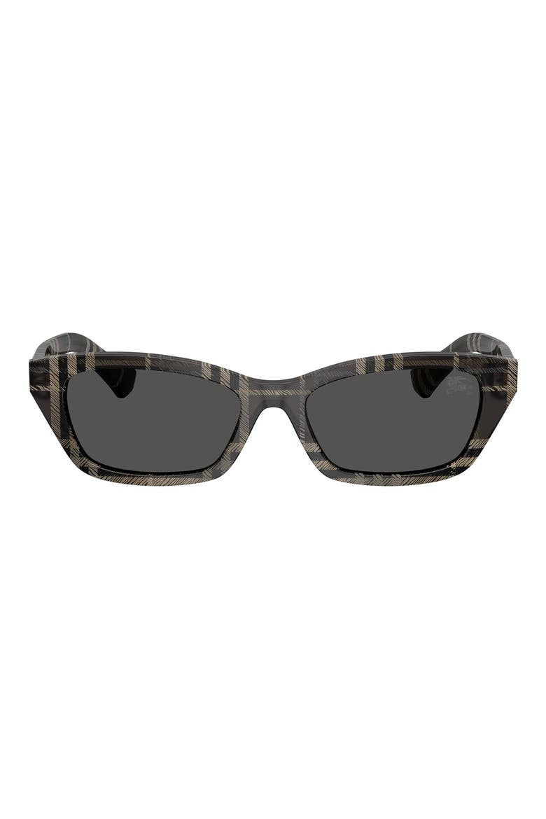 52mm Rectangular Sunglasses, Main, color, CHECK GREY / DARK GREY