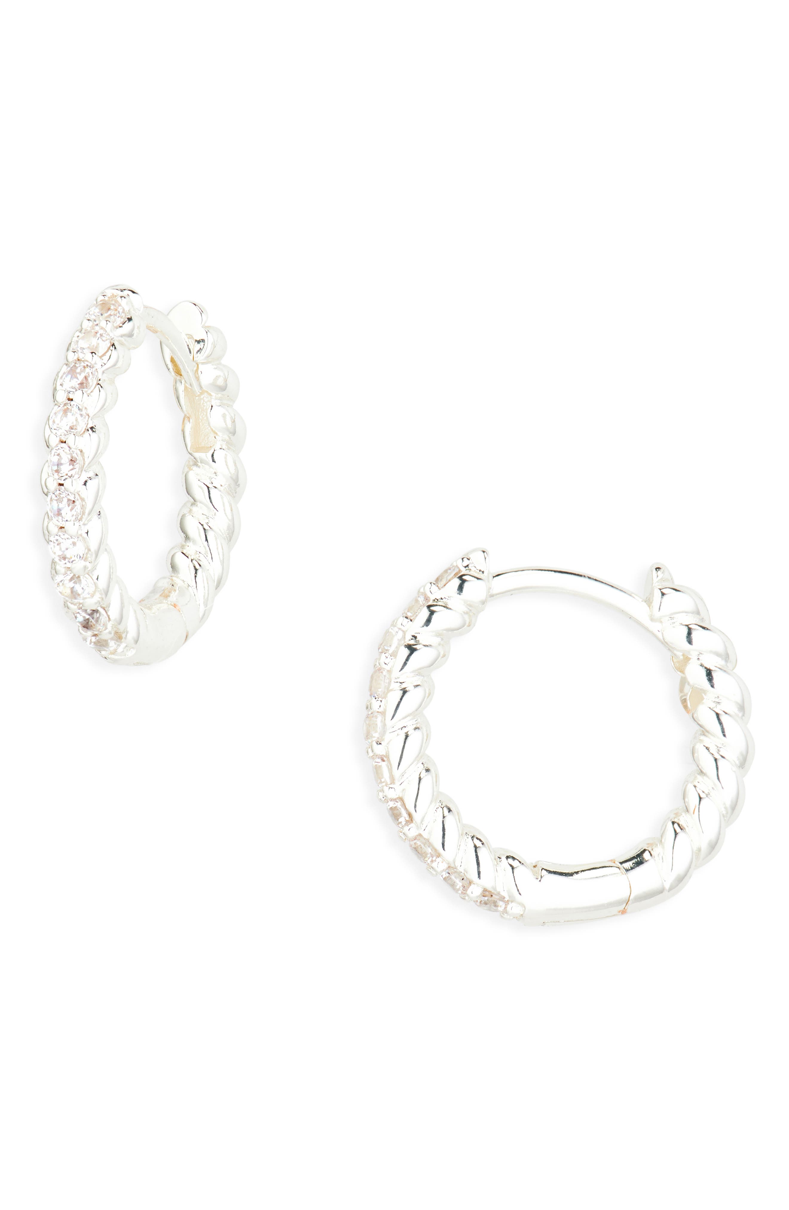 Demi Fine Pavé Twisted Huggie Hoop Earrings