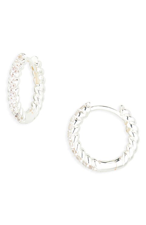 Demi Fine Pavé Twisted Huggie Hoop Earrings