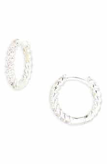 Demi Fine Pavé Twisted Huggie Hoop Earrings