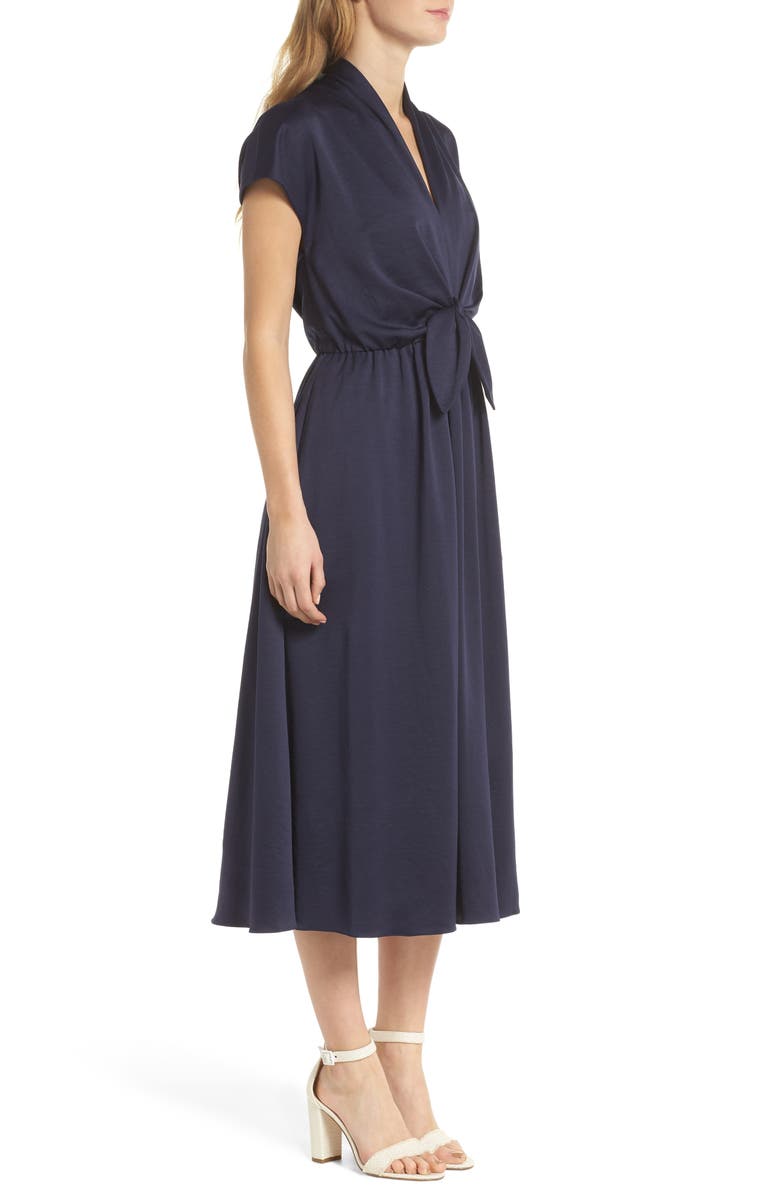 Gal Meets Glam Collection Margie Tie Waist Satin Midi Dress, Alternate, color,