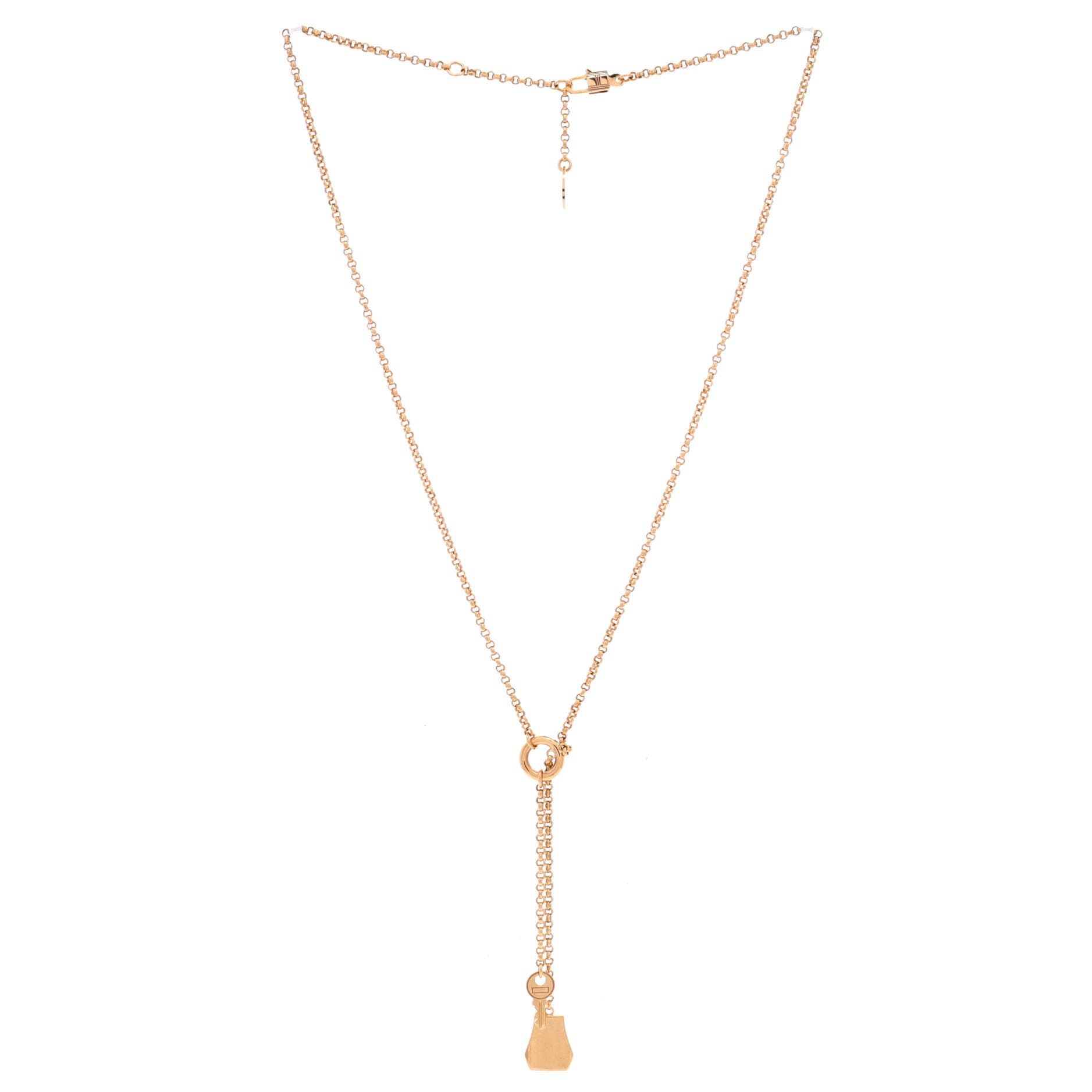 Pre-Owned Hermes Kelly Clochette Pendant Necklace 18K Rose Gold Small, Alternate, color, Rose Gold