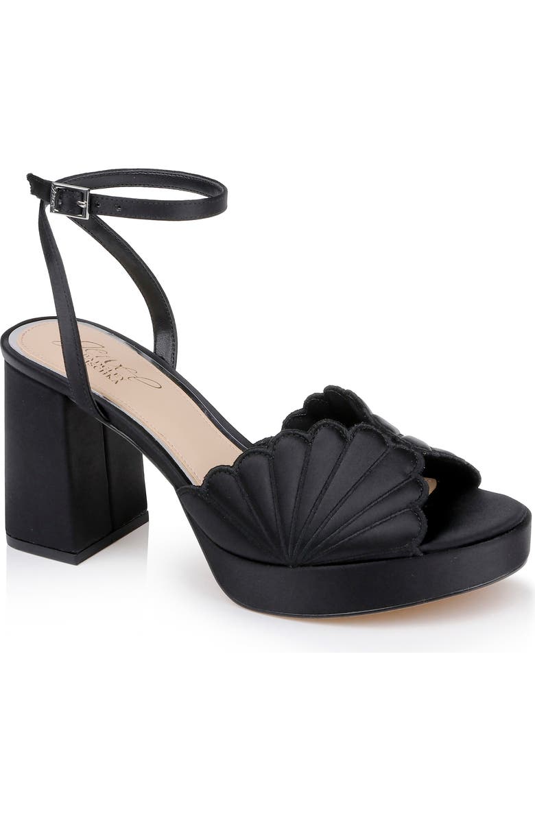 Jewel Badgley Mischka Paola Ankle Strap Platform Sandal, Main, color, Black Satin