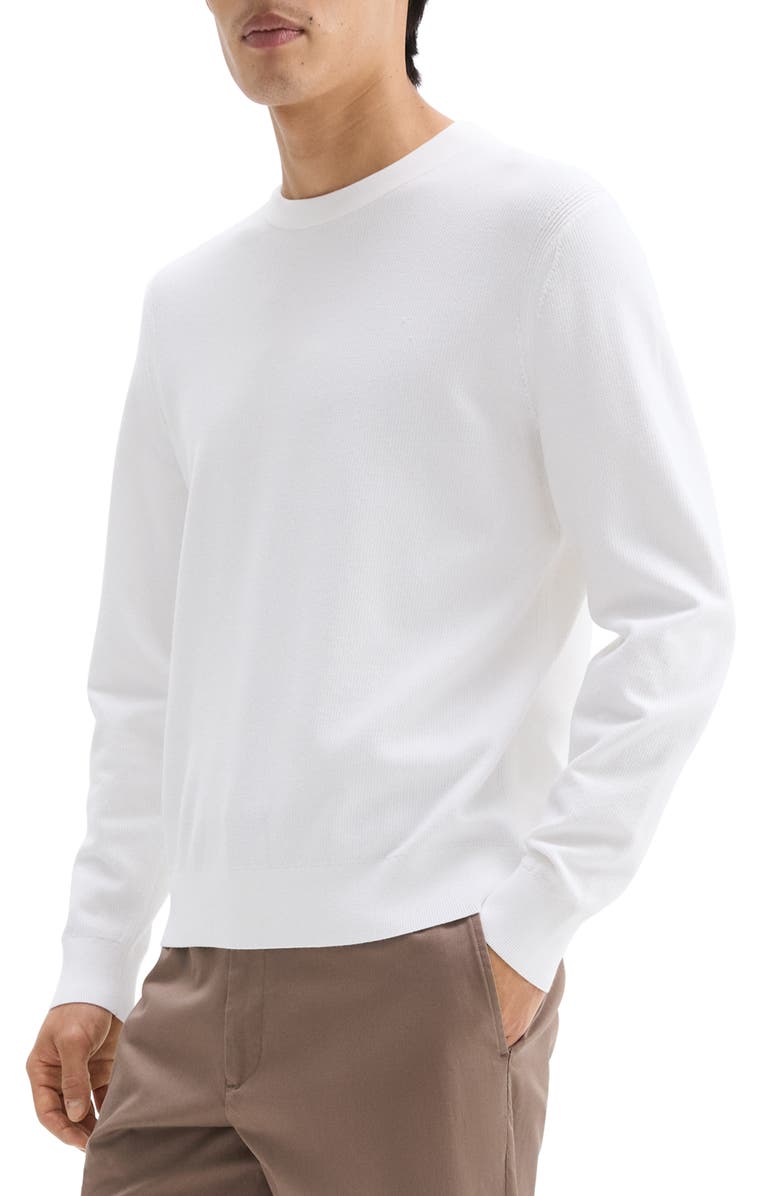 Theory Textured Crewneck Sweater, Alternate, color, White