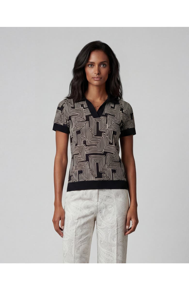 Lords of Harlech Inter Twine Womens Merino Silk Cashmere Polo, Alternate, color, Inter Twine Black