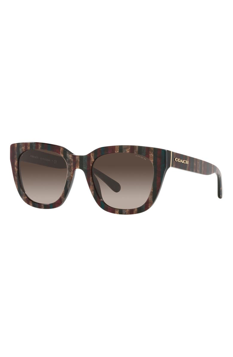 COACH 52mm Gradient Square Sunglasses, Alternate, color, Grey Striped