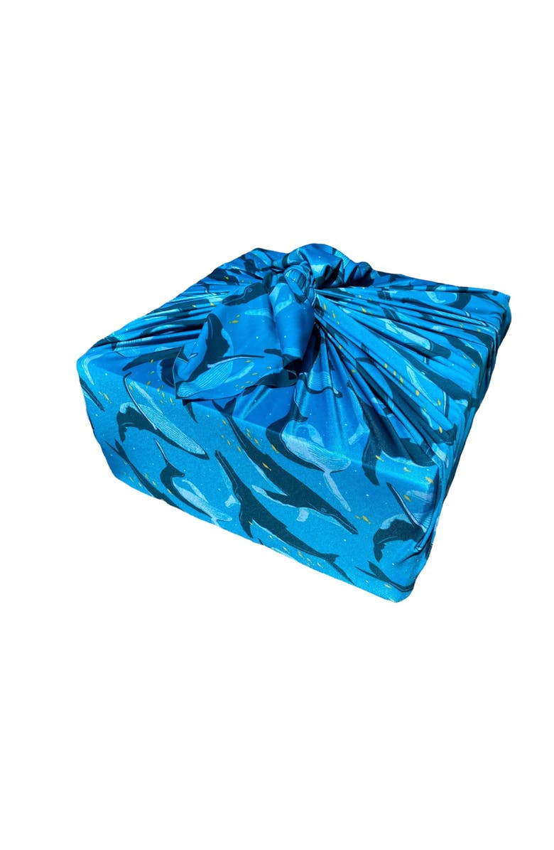 Shiki Wrap Set of 2 Large Reusable Cloth Furoshiki Gift Wrap | Whales & Waves, Main, color, Whales & Waves