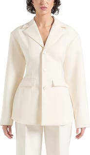 Manière De Voir Claire Wide Shoulder Cinch Waist Blazer
