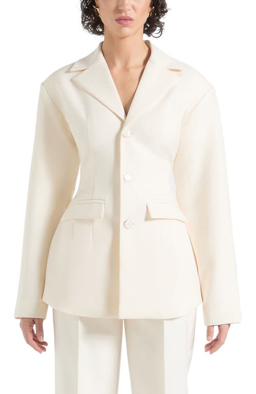 Manière De Voir Claire Wide Shoulder Cinch Waist Blazer in Cream at Nordstrom, Size 10