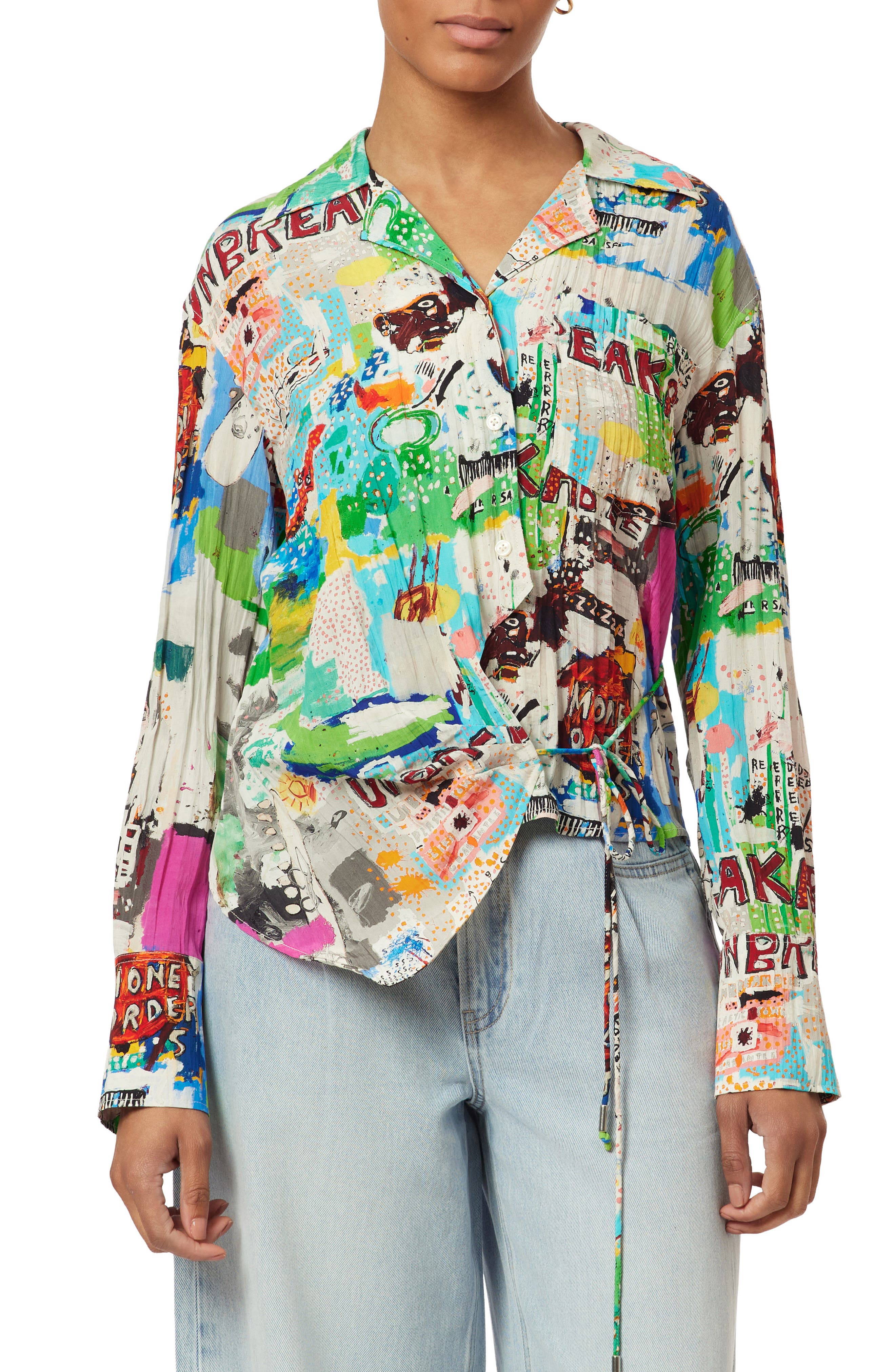 x Basquiat Print Wrap Shirt