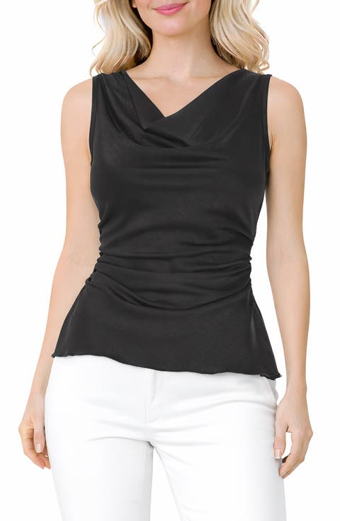 Crushed Satin Cowl Neck Top