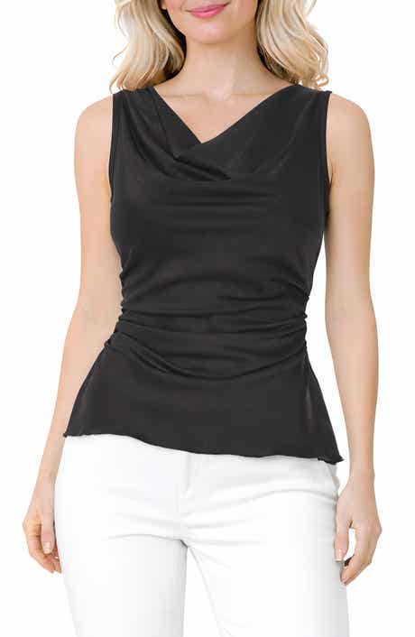 TASH AND SOPHIE Crushed Satin Cowl Neck Top
