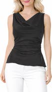 TASH AND SOPHIE Crushed Satin Cowl Neck Top