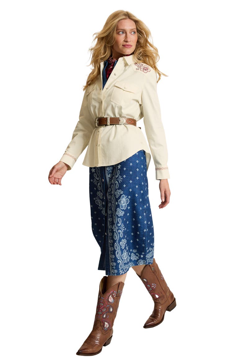 Bandana Bay Embroidered Cotton Shirt, Alternate, color, ECRU SAND