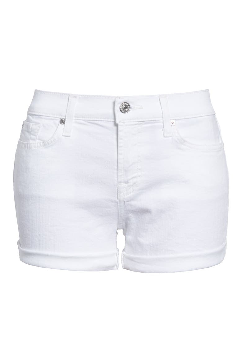 7 For All Mankind® Cuffed Denim Shorts, Main, color, CLEAN WHITE