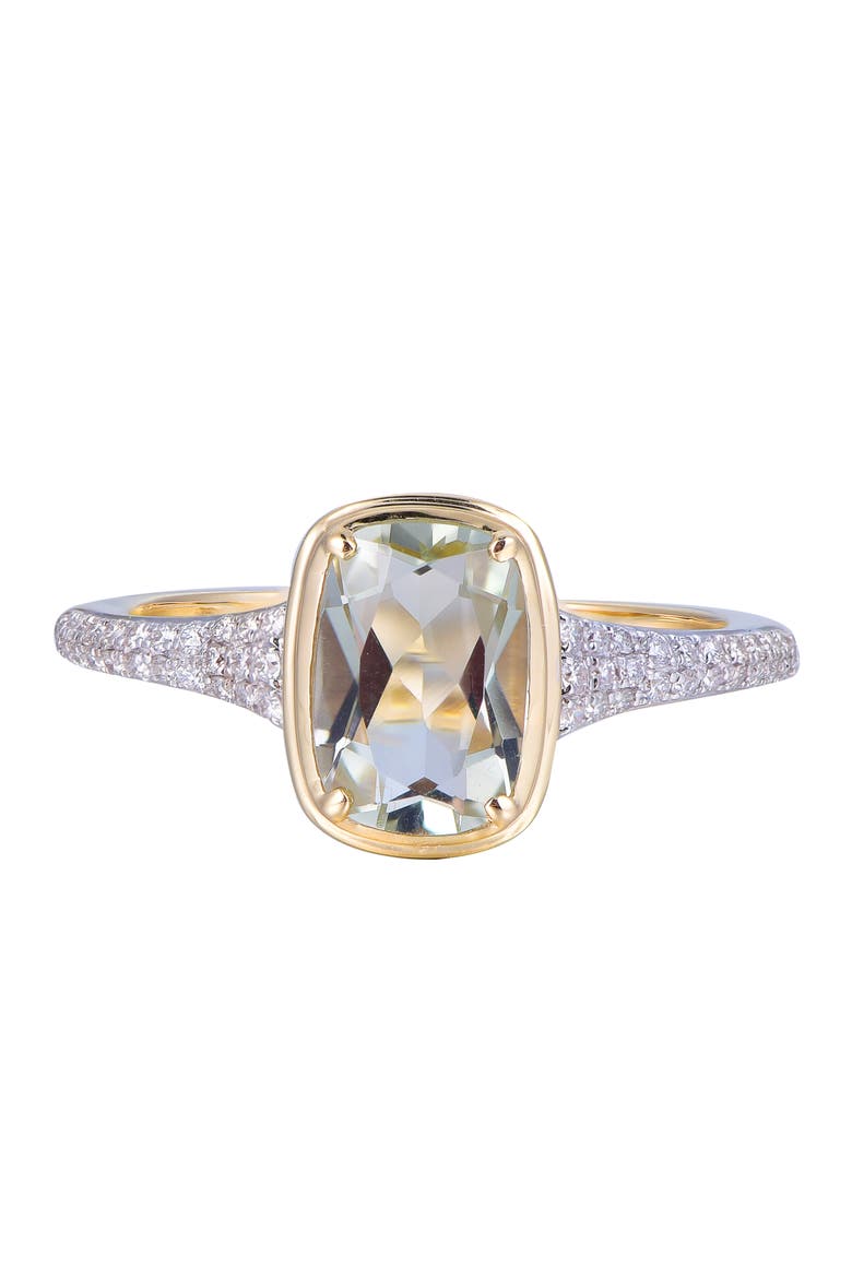 Green Amethyst Ring with Diamonds, Alternate, color, Green