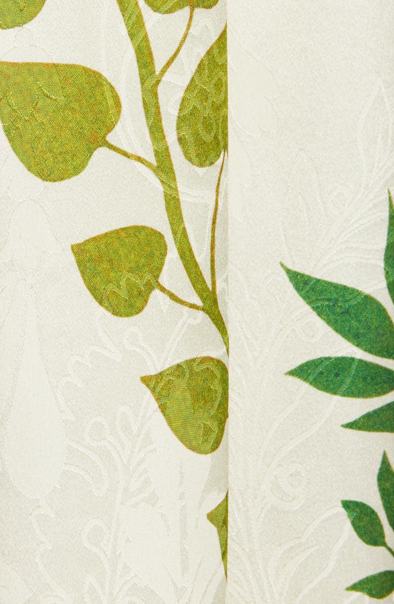 Oscar de la Renta Botanical Branches Wide Leg Silk Jacquard Pants, Alternate, color, 