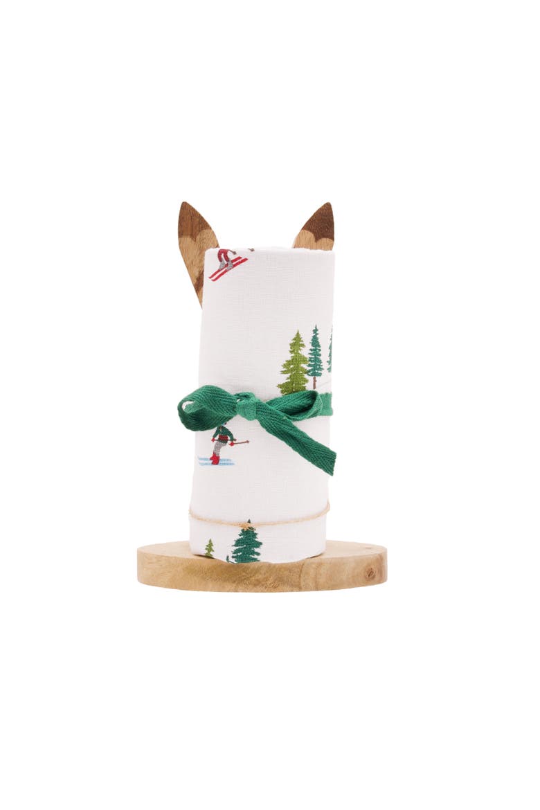 Alpine Skiers Winter Sports Christmas Towel & Stand Gift Set, Main, color, Red
