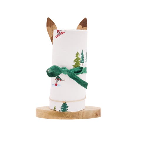 Alpine Skiers Winter Sports Christmas Towel & Stand Gift Set