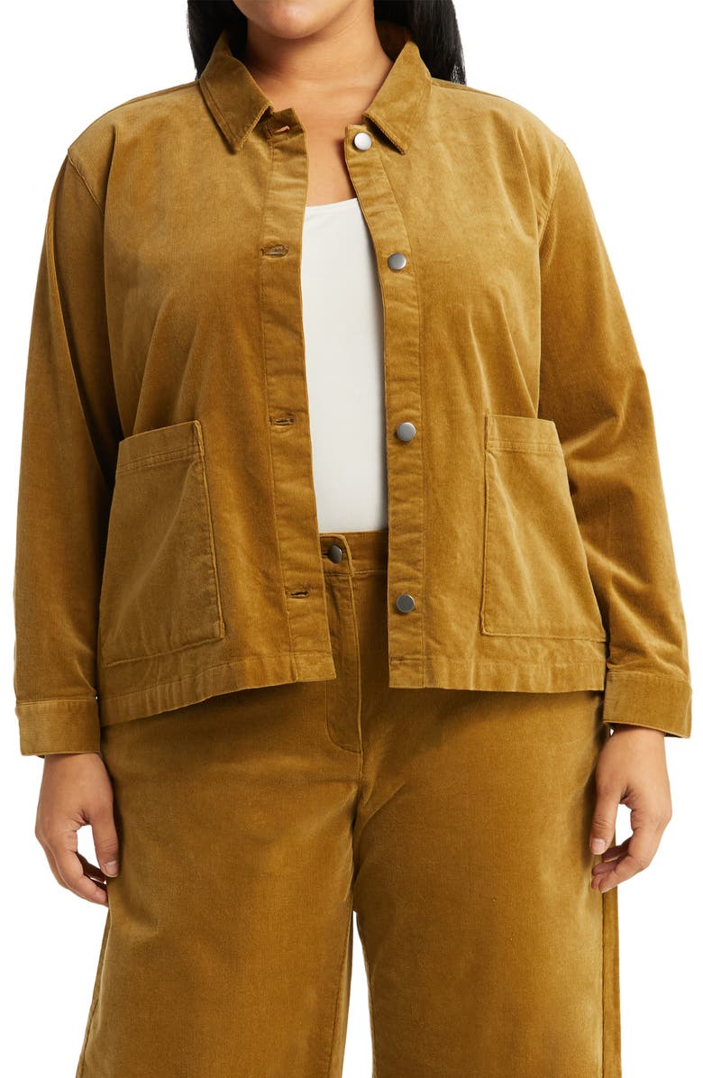 Eileen Fisher Classic Collar Organic Cotton Corduroy Jacket, Main, color,