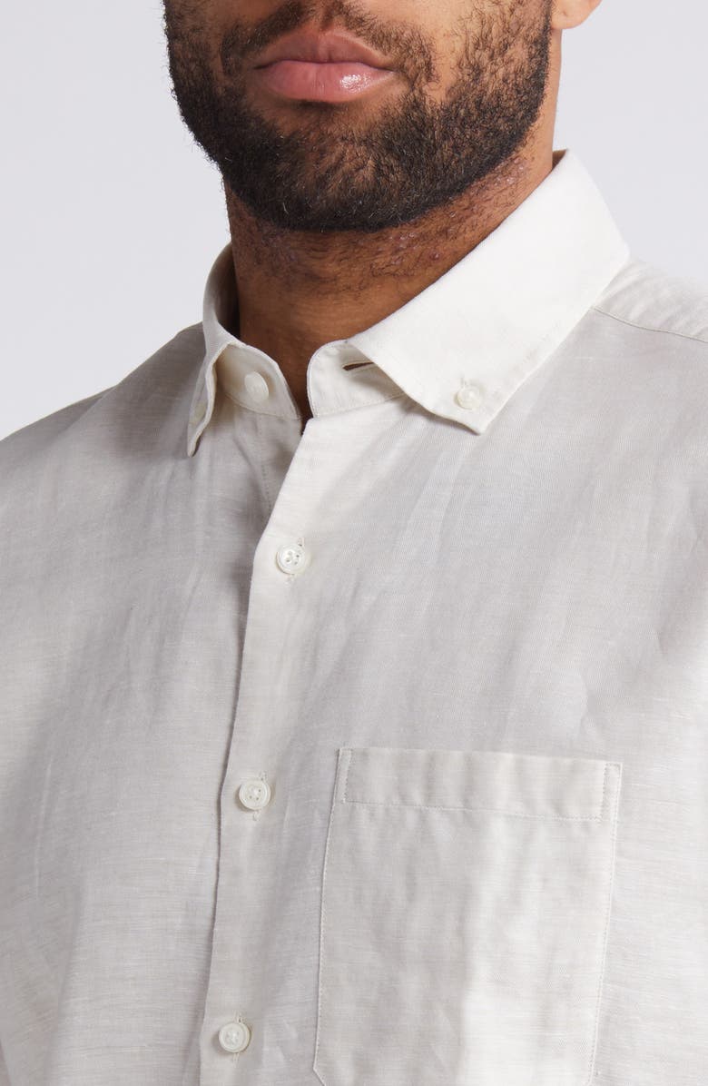 Scott Barber Solid Linen & Lyocell Twill Button-Down Shirt, Alternate, color,