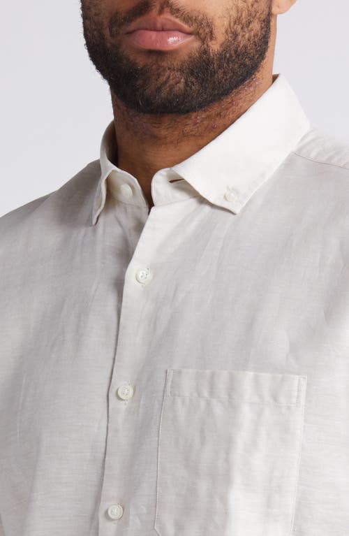 Scott Barber Solid Linen & Lyocell Twill Button-down Shirt In Brown