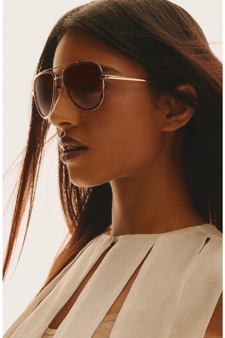 All In 56mm Medium Aviator Sunglasses, Alternate, color, TORT BRNFD