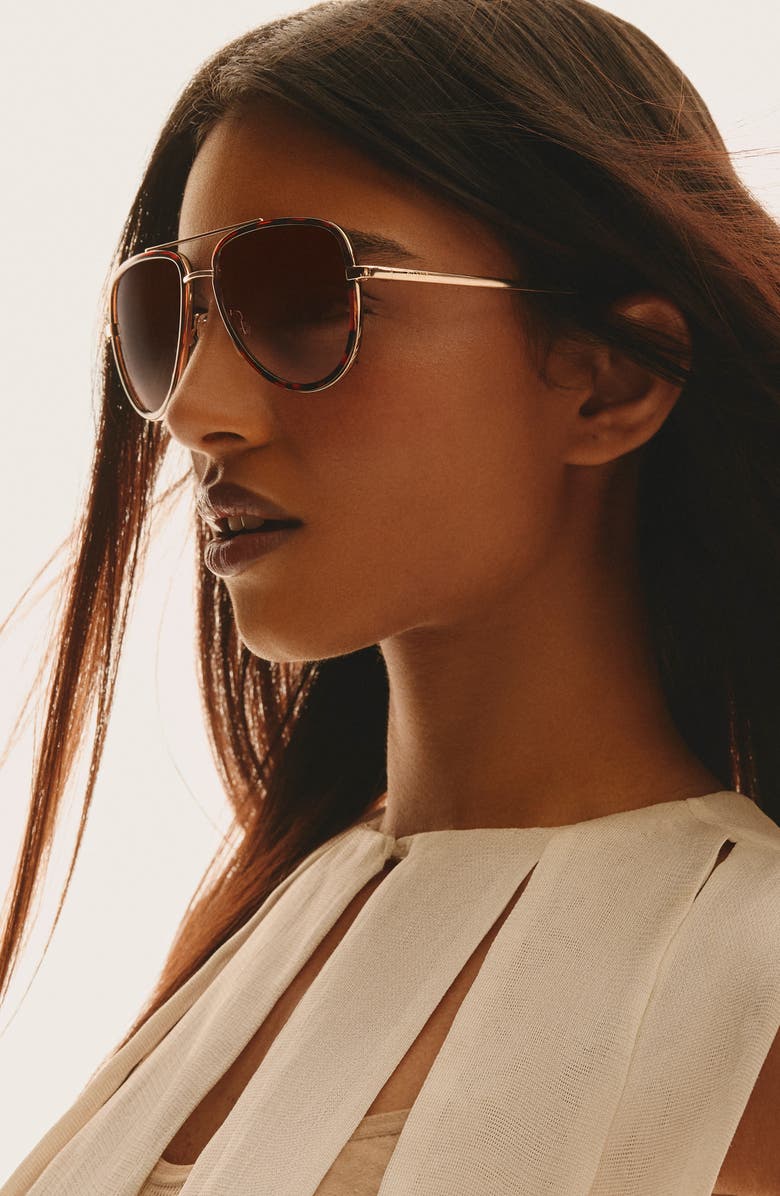 QUAY All In 56mm Medium Aviator Sunglasses, Alternate, color, Tortoise/ Brown Fade