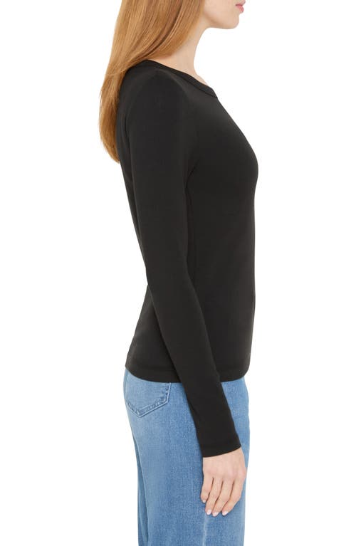 Nic + Zoe Nic+zoe Perfect Rib Cotton Blend Long Sleeve Top In Black