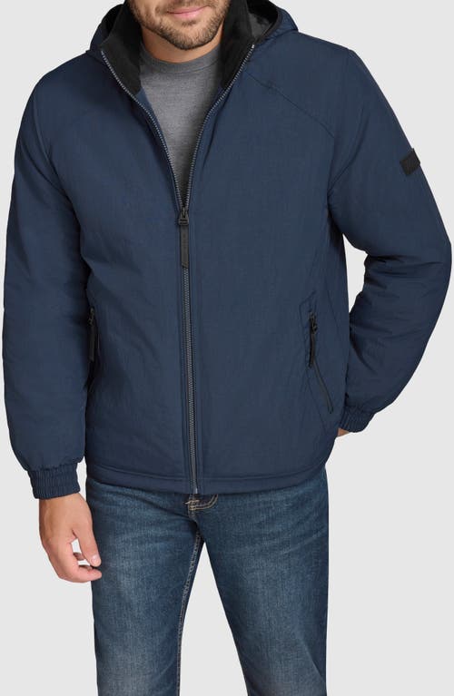 Andrew Marc Gatton Hooded Nylon Jacket In Blue