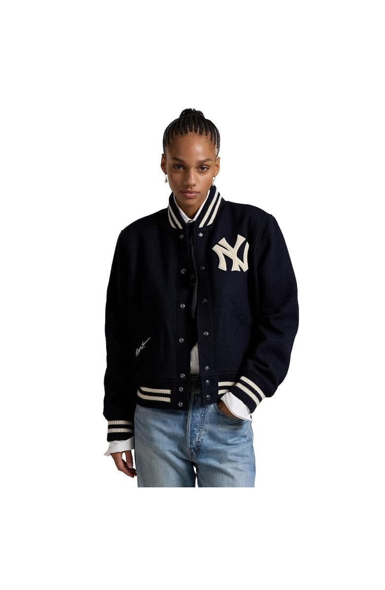 Polo Ralph Lauren Women's Polo Ralph Lauren  Navy New York Yankees Full-Snap Bomber Jacket, Main, color, 