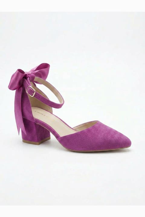 Arielle Bow Ankle Strap Block Heel Pump