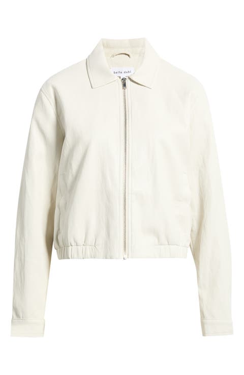 Faux Leather Crop Bomber Jacket