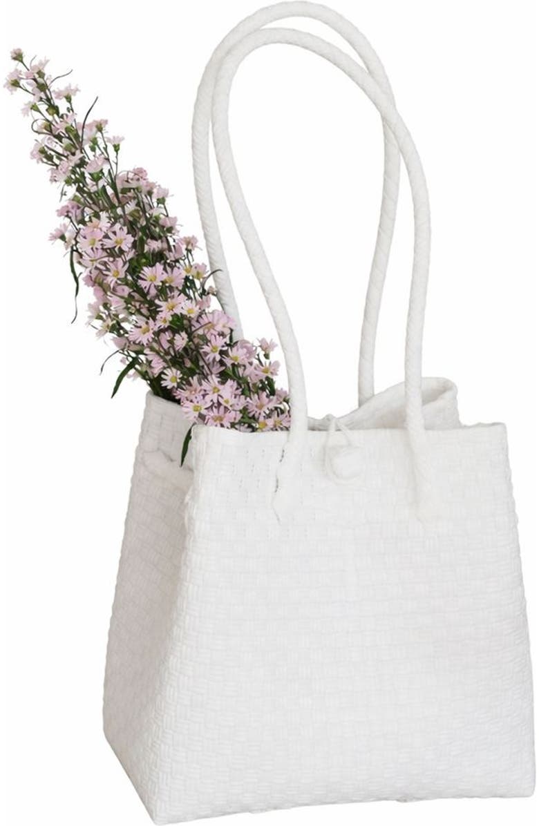 PINK HALEY Darla Recycled Plastic Woven Tote, Main, color, White