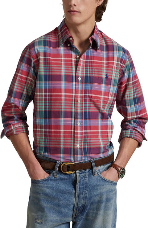 Classic Fit Plaid Cotton Oxford Button-Up Shirt