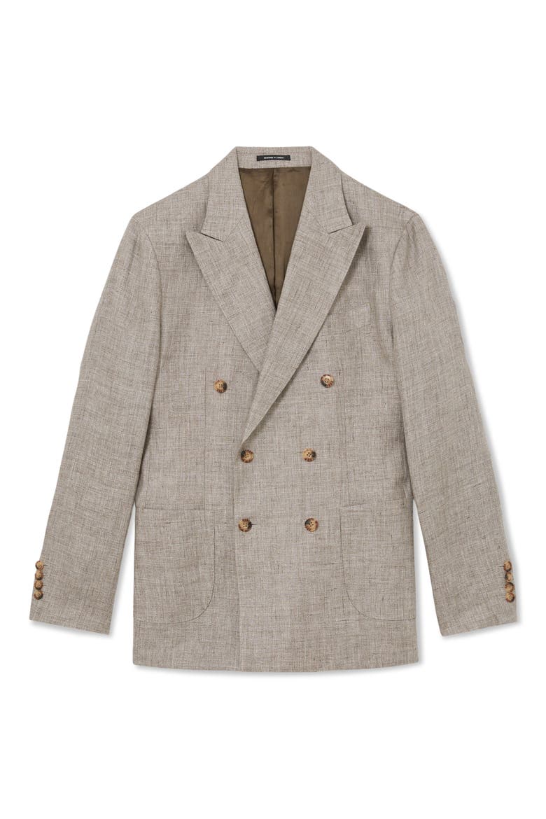 Amore Linen Double Breasted Suit Blazer, Alternate, color, TAUPE BROWN